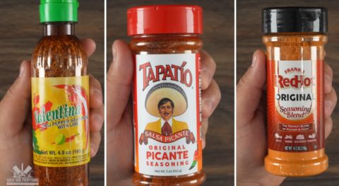 bottles of hot sauce seasoning