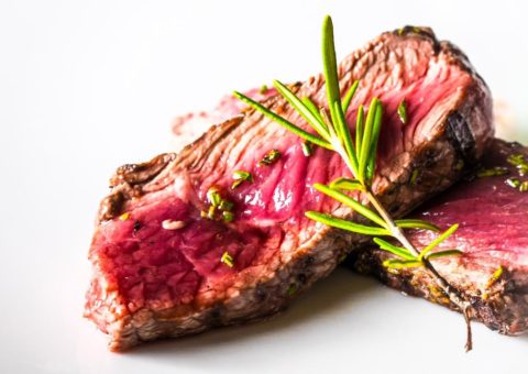 slice of steak with medium-rare doneness