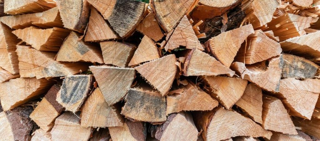 photo of split and stacked firewood