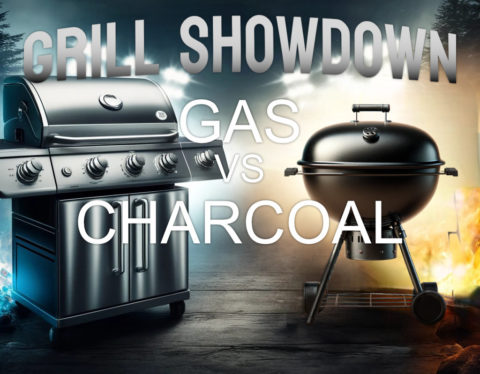 gas grill and charcoal grill side-by-side