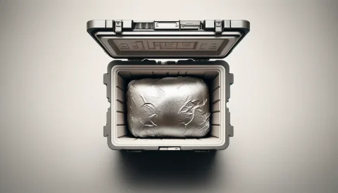 wrapped brisket resting in a cooler